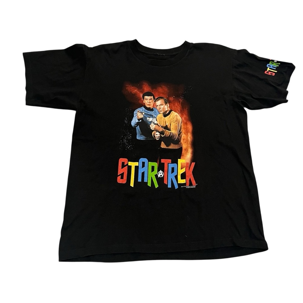 Vintage Star Trek 1999 Paramount Pictures Black Graphic Print T-Shirt- XL (Read)